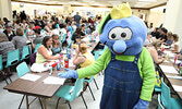 The Legion’s upper hall was packed for this year’s Bingo, as indicated by Blueberry Festival mascot Blueberry Bert. - Tim Brody / Bulletin Photo