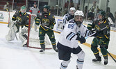 The Sioux Lookout Bombers in action at the Hangar against the Dryden GM Ice Dogs on March 13.     Tim Brody / Bulletin Photos
