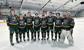 Bombers Senior players from left: Beau Bannerman, Ty Love, Sage Roberts, Draeden Bear, Owen Cotter, Kaden Veller, Cedrik Robidoux, and Matthew Ofukany.     Tim Brody / Bulletin Photo