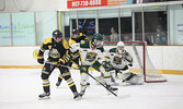 The Sioux Lookout Bombers in action against the visiting Red Lake Miners in Game 2 of the best of seven playoff series. Tim Brody / Bulletin Photo