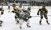 The Sioux Lookout Bombers in action against the visiting Red Lake Miners in Game 2 of the best of seven playoff series. Tim Brody / Bulletin Photo