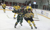 The Sioux Lookout Bombers in action at the Hangar against the Red Lake Miners on March 12.     Tim Brody / Bulletin Photos