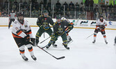 Bombers Forwards Owen Cotter and Cobe Delaney in action in Game 4.    Tim Brody / Bulletin Photo