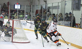 The Sioux Lookout Bombers in action against the visiting Kam River Fighting Walleye.     Tim Brody / Bulletin Photo