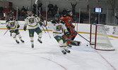The Sioux Lookout Bombers in action against the Kam River Fighting Walleye on Dec. 21 at the Hangar (Sioux Lookout Memorial Arena). The Bombers skated away with the 3-2 win. Tim Brody / Bulletin Photo