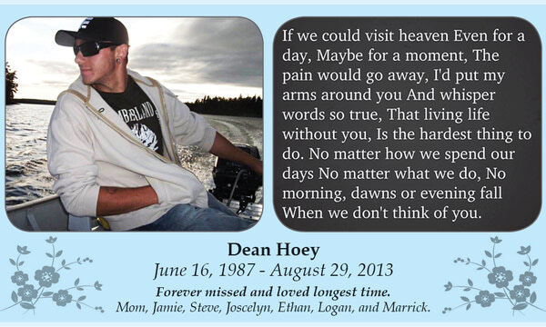 Memories & Celebrations of Life: Dean Hoey 