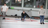 Curlers take part in a mini fun spiel on Feb. 24 at the Sioux Lookout Golf and Curling Club during Curling Day in Canada celebrations.    Tim Brody / Bulletin Photo