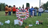 In memory of the children lost to Indian Residential Schools, a group of participants sang their closing honour song and played rattles marking the end of their day-long ceremony, last Thursday.       Reeti Meenakshi Rohilla / Bulletin Photo