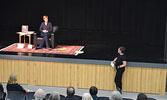 Following her Entertainment Series performance, Melody Johnson (left) fielded questions from audience members. - Jesse Bonello / Bulletin Photo