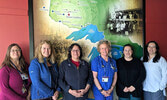 From left: Dawn Lapworth, SLMHC Specialty Clinic Manager; Anne Simard, Staff Scientist at UHN; Kathy Loon, SLMHC Vice President of Indigenous Services, Diversity, Equity and Inclusion; Dr. Heather Ross, UHN Cardiologist; Katie Wantoro, SLFNHA Primary Care