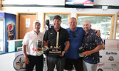 The first place First Mining Gold team. From left:  Dave Joubert, Shane Hayes, Jon Lambert, and Peter Poddubny.     Tim Brody / Bulletin Photo