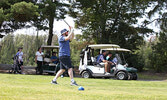 Jesse Bonello tees off on Hole 5.     Tim Brody / Bulletin Photo