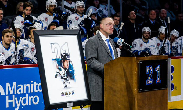 Manitoba Moose retire, raise Jimmy Roy’s number