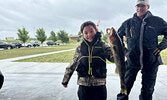 Fisher Stevenson shows off his 3.86 pound walleye. Tim Brody / Bulletin Photo