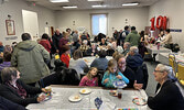 Family, friends, and community members packed the Sacred Heart Parish Hall to wish Mrs. Bastone a very happy birthday.     Tim Brody / Bulletin Photo