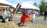 Dancers in traditional regalia take part in the powwow at the hospital grounds on June 21, National Indigenous Peoples Day.    Tim Brody / Bulletin Photo 