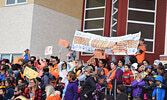 Sioux Mountain Public School students and staff participate in Orange Shirt Day in 2019.     Bulletin File Photo