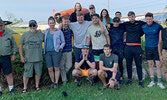 Rotary District 5550 International Canoe Trip participants and leaders. Back row from left:  Alisia - Italy, Presley – Canada, Carla – Spain, Willy – Taiwan.  Middle row from left: Rotarians Kirk Drew, Kirk Carroll, Alanna Pizziol-Carroll, Maurus – Switze