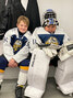 Sioux Storm Defenseman Brookes Atwood and Goalie Ira Maud take a break during the Lake of the Woods U11 Hockey Tournament over the Family Day Weekend. Karla Madsen / Submitted Photo