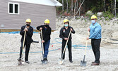 From left: Keewaytinseh Future Training Corporation Board Member Matthew Angees, SLAAMB Board Member Mark Kakegamic, SLAAMB Assistant Coordinator Ziggy Beardy, and Municipality of Sioux Lookout Acting Deputy Mayor Joe Cassidy officially break ground for a