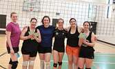 Left Socks – From left: Laura Sayers, Katie Wantoro, Steph Medwid, Kristen Bartmann, Jenny McMaster, and Sheila Suprovich.   Tim Brody / Bulletin Photo