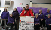 Sioux Lookout Home Hardware Partner and General Manager Eric Bortlis congratulates Committee members, curlers and everyone who supported the event. Sioux Lookout Home Hardware is the title sponsor of the event.     Tim Brody / Bulletin Photo