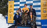 From left: Christopher McCord, Nancy McCord, Ethan McCord, Mike McCord, and Donovan McCord atop the Sleeping Giant Loppet podium. - Nancy McCord / Submitted Photo