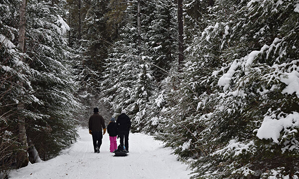 Following the snow-covered path