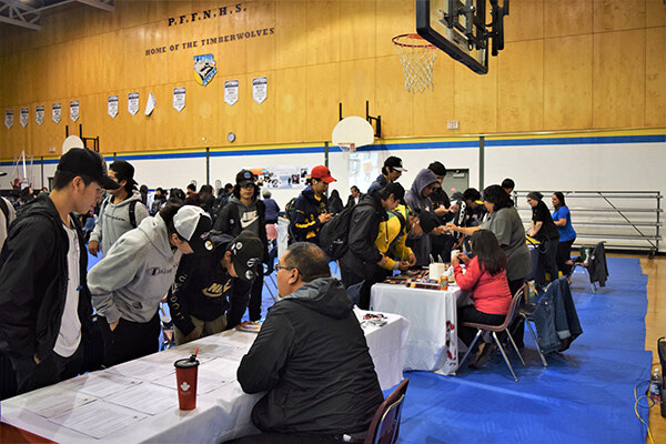 PFFNHS students explored a variety of booths during their student orientation that displayed local programs and resources that are accessible to them. - Jesse Bonello / Bulletin Photos