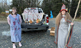  Drayton Cash and Carry Owner Dorothy Broderick (right) and daughter Ruth Broderick pose for a photo with the store’s trunk. Drayton Cash and Carry was one of 12 organizations, businesses and families who handed out treats during the afternoon in the Ceda