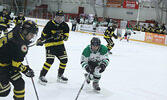 The Warriors battle the Muskies in boys hockey action on Feb. 8.   Tim Brody / Bulletin Photo